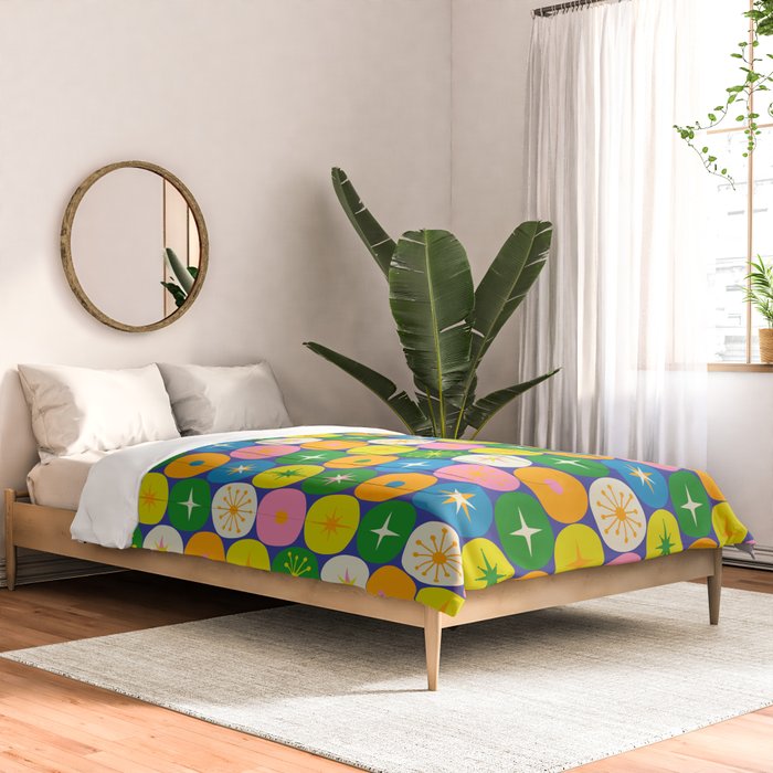Mid Century Modern Atomic Future Colorful Modtastic Dots and Stars Pattern 2 Comforter Gallery Image 2