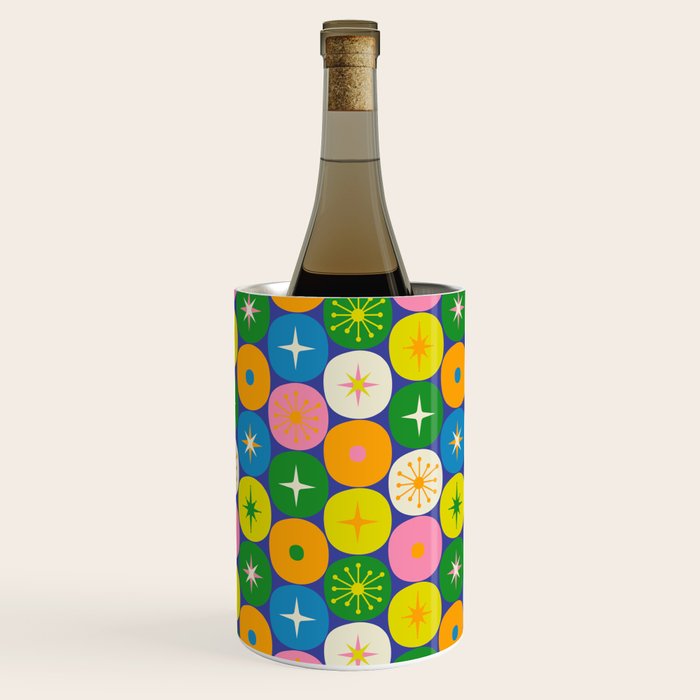 Mid Century Modern Atomic Future Colorful Modtastic Dots and Stars Pattern 2 Wine Chiller Gallery Image 3