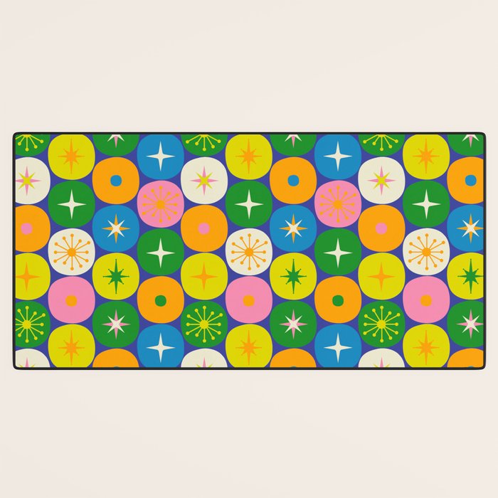 Mid Century Modern Atomic Future Colorful Modtastic Dots and Stars Pattern 2 Desk Mat Gallery Image 3