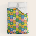 Mid Century Modern Atomic Future Colorful Modtastic Dots and Stars Pattern 2 Duvet Cover Gallery Image 6