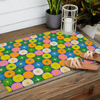 Mid Century Modern Atomic Future Colorful Modtastic Dots and Stars Pattern 2 Outdoor Rug Gallery Image 2