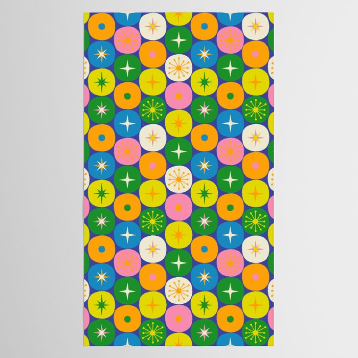 Mid Century Modern Atomic Future Colorful Modtastic Dots and Stars Pattern 2 Tablecloth Gallery Image 2
