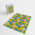 Mid Century Modern Atomic Future Colorful Modtastic Dots and Stars Pattern 2 Jigsaw Puzzle Gallery Image 2