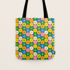 Mid Century Modern Atomic Future Colorful Modtastic Dots and Stars Pattern 2 Tote Bag Gallery Image 1