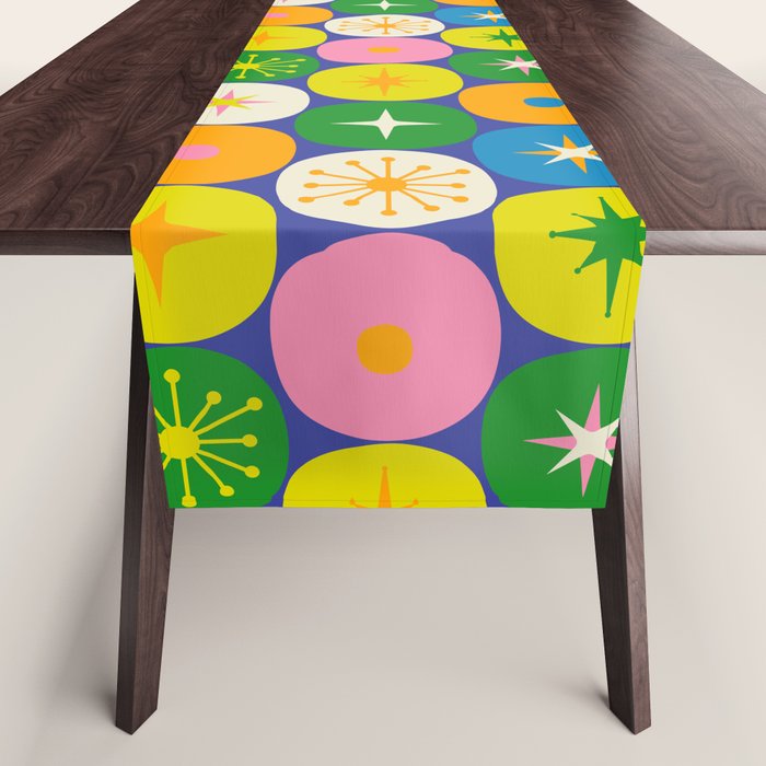 Mid Century Modern Atomic Future Colorful Modtastic Dots and Stars Pattern 2 Table Runner Gallery Image 1