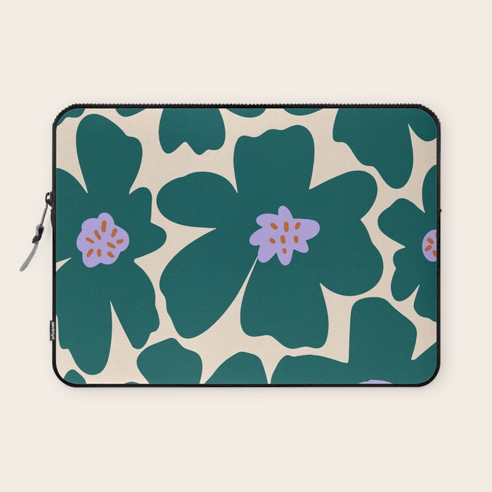Retro Daisy - Green, purple and pink  Laptop Sleeve Gallery Image 1