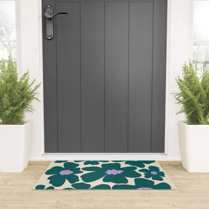 Retro Daisy - Green, purple and pink  Welcome Mat Gallery Image 3