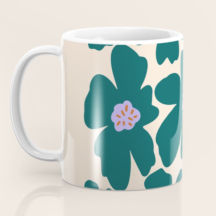 Retro Daisy - Green, purple and pink  Coffee Mug Gallery Image 3