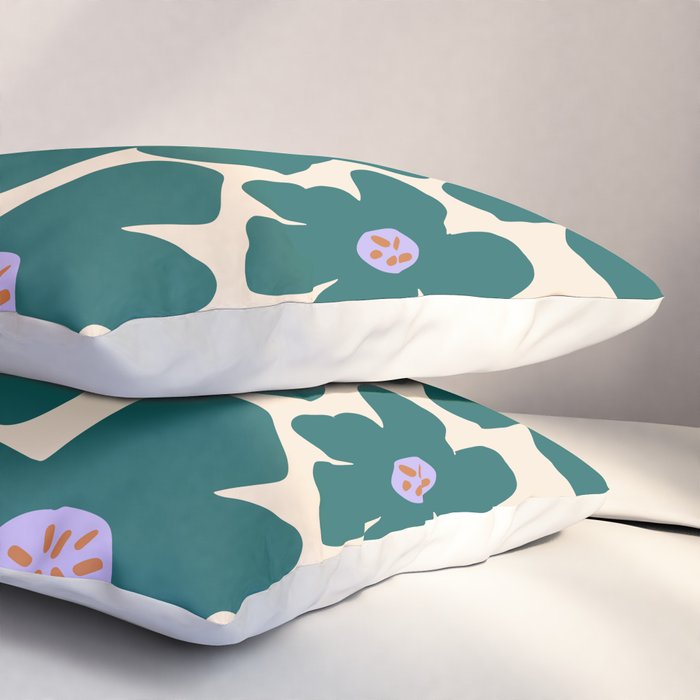Retro Daisy - Green, purple and pink  Pillow Sham Gallery Image 3