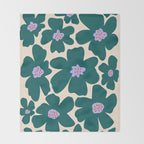 Retro Daisy - Green, purple and pink  Throw Blanket Gallery Image 2