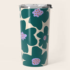 Retro Daisy - Green, purple and pink  Travel Mug Gallery Image 2