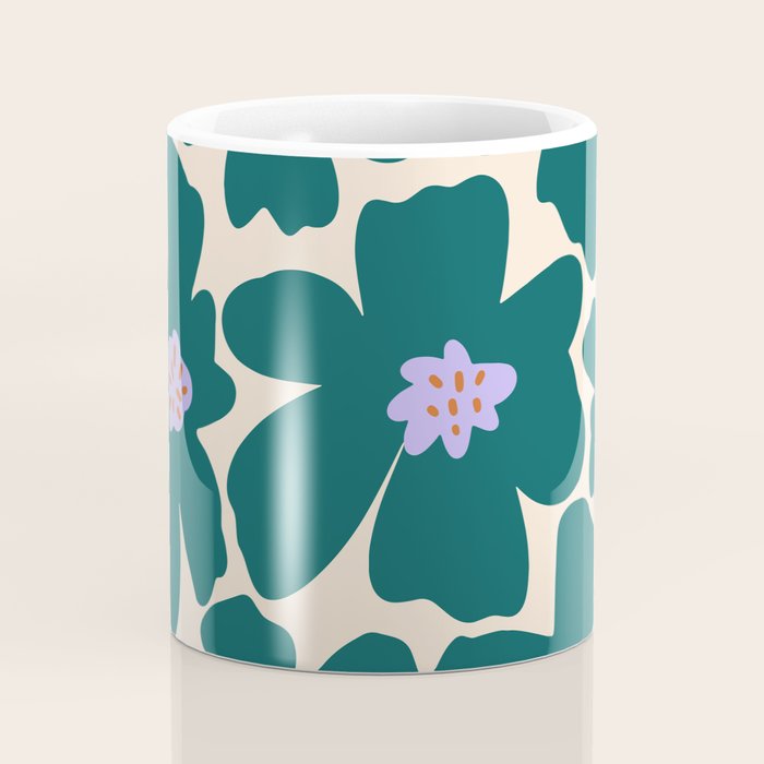 Retro Daisy - Green, purple and pink  Coffee Mug Gallery Image 4
