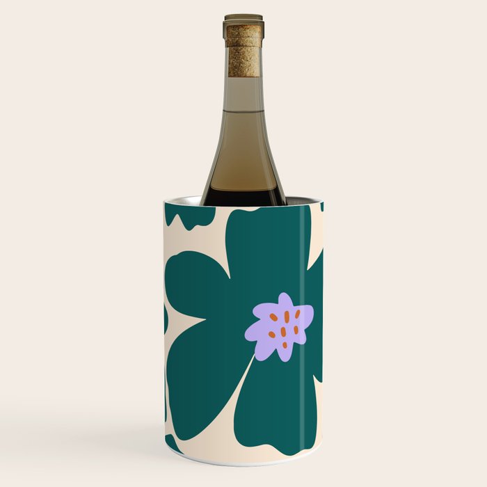 Retro Daisy - Green, purple and pink  Wine Chiller Gallery Image 1