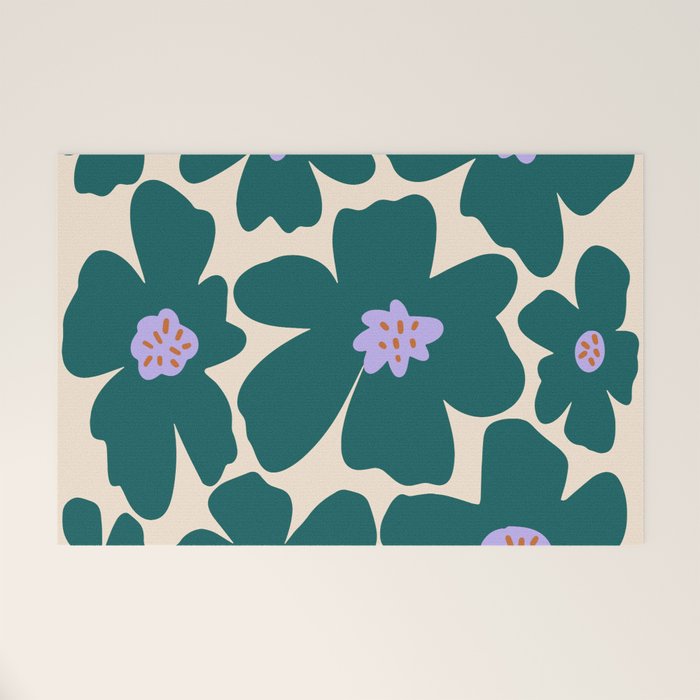 Retro Daisy - Green, purple and pink  Welcome Mat Gallery Image 1