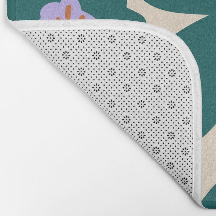 Retro Daisy - Green, purple and pink  Bath Mat Gallery Image 2