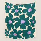 Retro Daisy - Green, purple and pink  Wall Tapestry Gallery Image 4