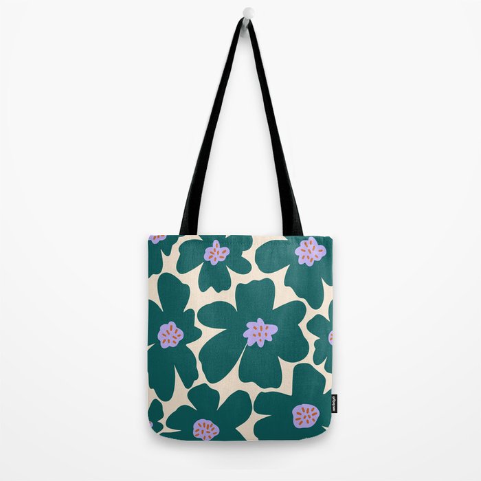 Retro Daisy - Green, purple and pink  Tote Bag Gallery Image 2