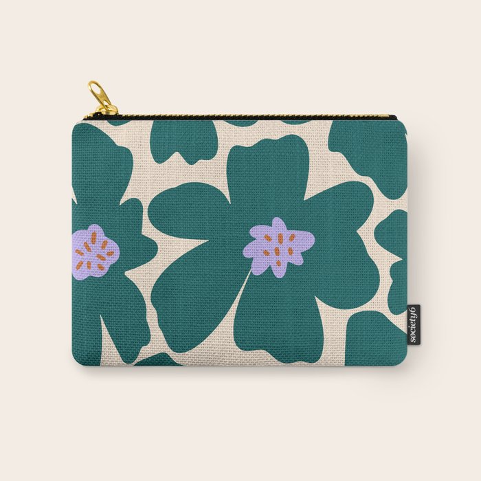 Retro Daisy - Green, purple and pink  Carry All Pouch Gallery Image 1