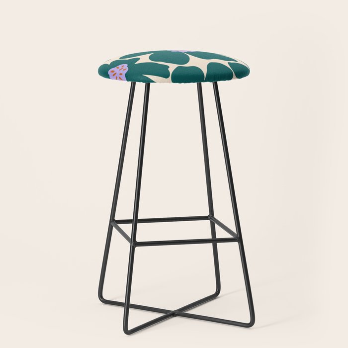 Retro Daisy - Green, purple and pink  Stool Gallery Image 1