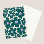 Retro Daisy - Green, purple and pink  Stationery Card Gallery Image 2