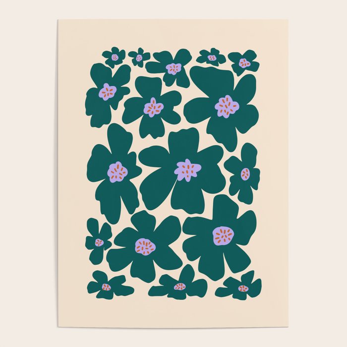 Retro Daisy - Green, purple and pink  Poster Gallery Image 4