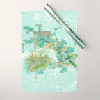 Modern vintage mint marble floral landscape Wrapping Paper Gallery Image 1