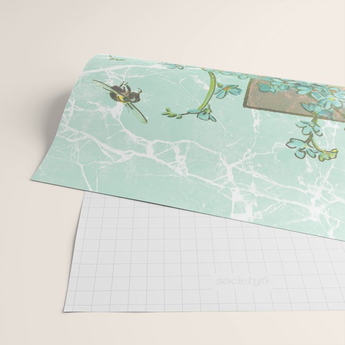 Modern vintage mint marble floral landscape Wrapping Paper Gallery Image 2