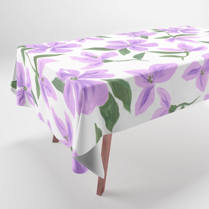 Lilac gouache flowers Tablecloth Gallery Image 1
