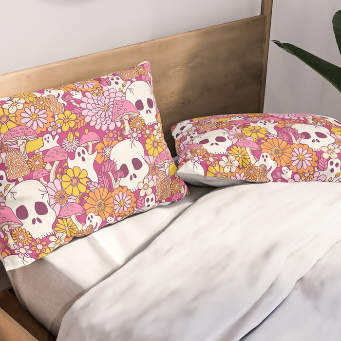 Spooky Mushroom Garden - Fuchsia Pillow Sham Gallery Image 2
