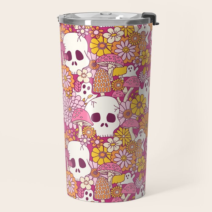 Spooky Mushroom Garden - Fuchsia Travel Mug Gallery Image 2