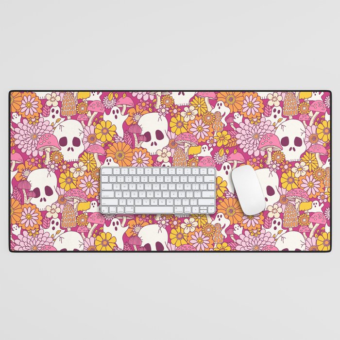 Spooky Mushroom Garden - Fuchsia Desk Mat Gallery Image 1