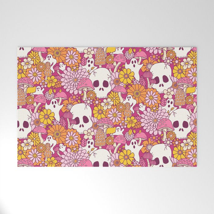 Spooky Mushroom Garden - Fuchsia Welcome Mat Gallery Image 1