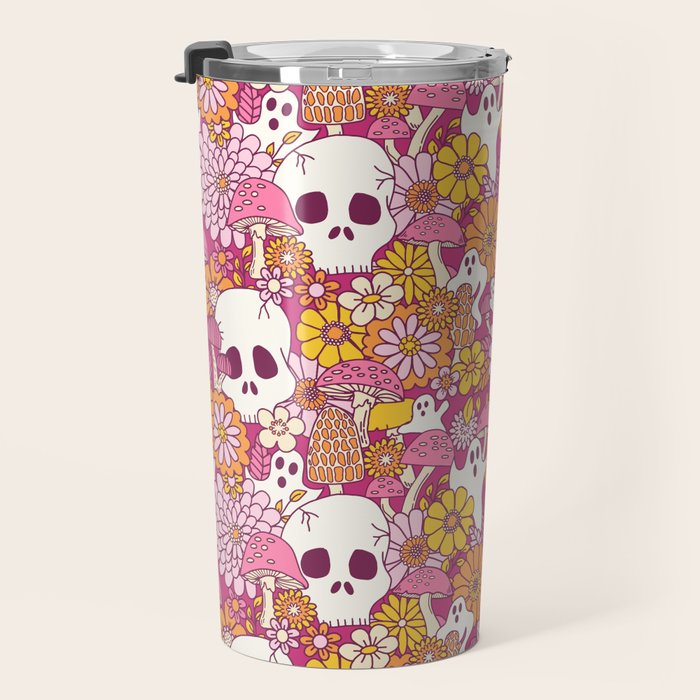 Spooky Mushroom Garden - Fuchsia Travel Mug Gallery Image 3