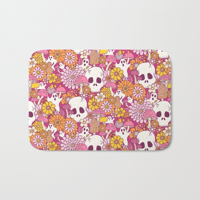 Spooky Mushroom Garden - Fuchsia Bath Mat Gallery Image 1