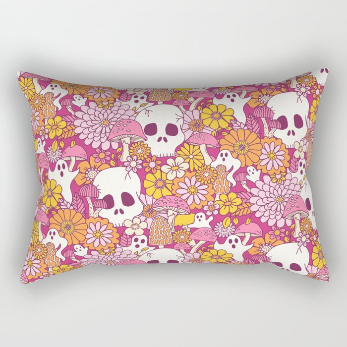 Spooky Mushroom Garden - Fuchsia Rectangular Pillow Gallery Image 1