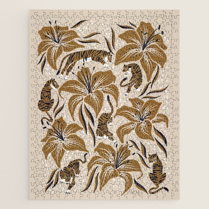Tigers & Tiger Lilies - Neutral Jigsaw Puzzle Gallery Image 1