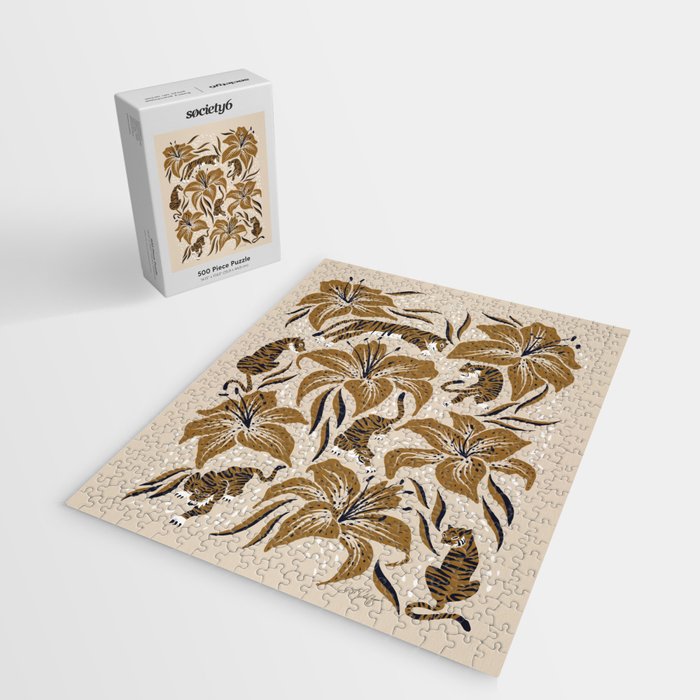 Tigers & Tiger Lilies - Neutral Jigsaw Puzzle Gallery Image 2