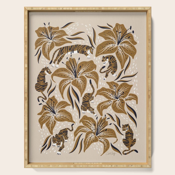 Tigers & Tiger Lilies - Neutral Serving Tray Gallery Image 1