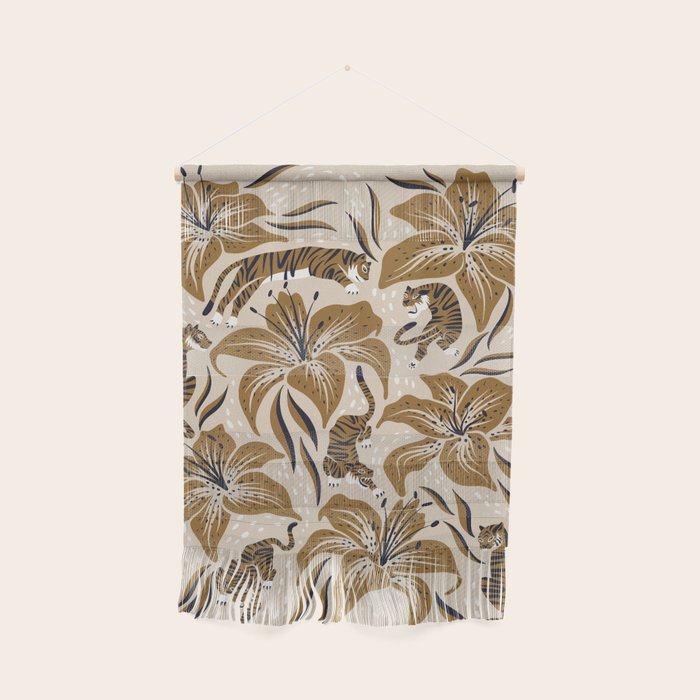 Tigers & Tiger Lilies - Neutral Wall Hanging Gallery Image 1