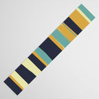 Stripes Abstract, Yellow, Teal, Navy Blue Table Runner Gallery Image 3