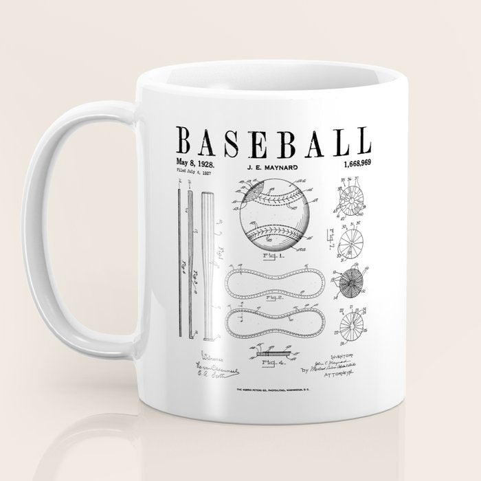 Baseball Bat And Ball Old Vintage Patent Drawing Print Coffee Mug Gallery Image 3