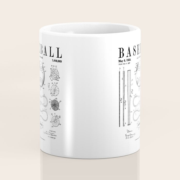 Baseball Bat And Ball Old Vintage Patent Drawing Print Coffee Mug Gallery Image 4