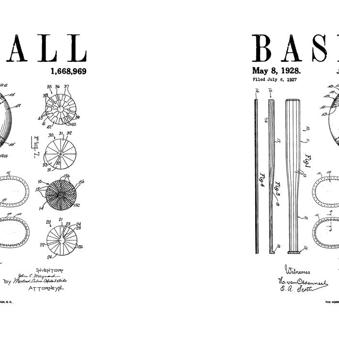 Baseball Bat And Ball Old Vintage Patent Drawing Print Coffee Mug Gallery Image 2