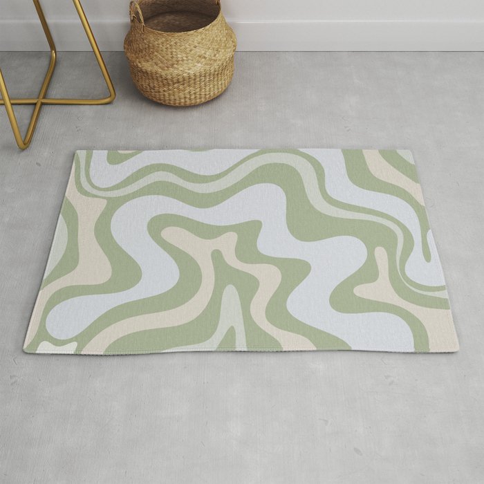 Liquid Swirl Contemporary Abstract Pattern in Light Sage Green Rug Gallery Image 1