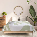 Liquid Swirl Contemporary Abstract Pattern in Light Sage Green Comforter Gallery Image 3