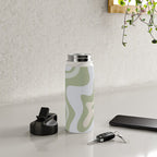 Liquid Swirl Contemporary Abstract Pattern in Light Sage Green Water Bottle Gallery Image 5