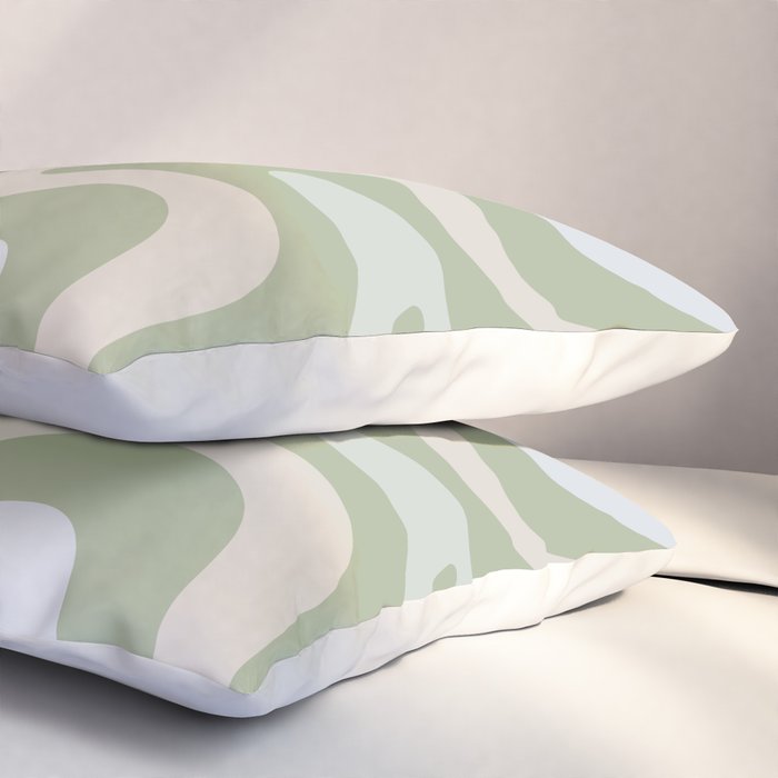 Liquid Swirl Contemporary Abstract Pattern in Light Sage Green Pillow Sham Gallery Image 3