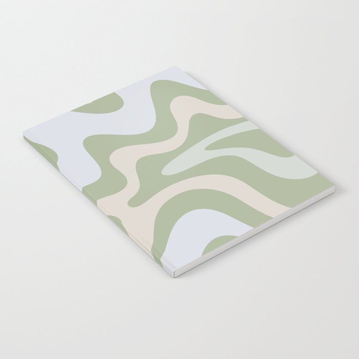 Liquid Swirl Contemporary Abstract Pattern in Light Sage Green Notebook Gallery Image 2