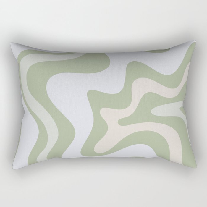 Liquid Swirl Contemporary Abstract Pattern in Light Sage Green Rectangular Pillow Gallery Image 1