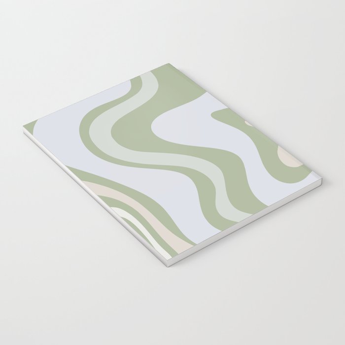 Liquid Swirl Contemporary Abstract Pattern in Light Sage Green Notebook Gallery Image 3